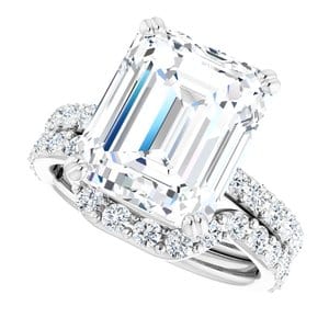 Rings 14K X1 White 12x10 mm Emerald Engagement Ring Mounting