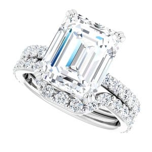 Rings 14K White 11x9 mm Emerald Engagement Ring Mounting