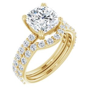 Rings 14K Yellow 8 mm Cushion Engagement Ring Mounting