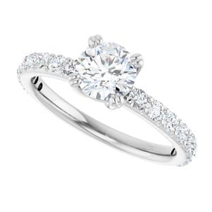 Rings 14K White 5.8 mm Round Engagement Ring Mounting