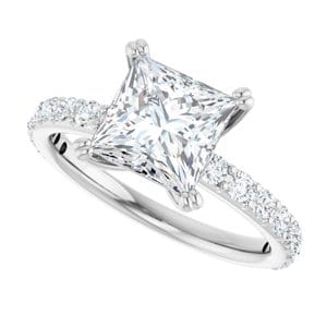 Rings 14K White 7 mm Square Engagement Ring Mounting