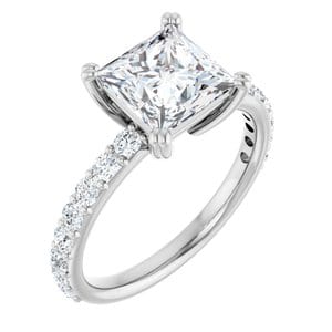 Rings 14K White 7 mm Square Engagement Ring Mounting