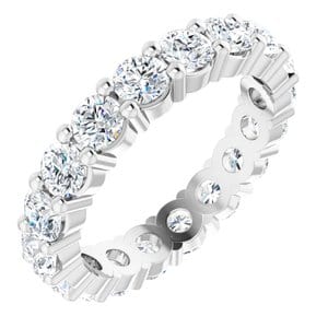 Rings Platinum 3 mm Round Eternity Band Mounting Size 4