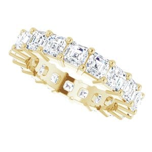 Rings 14K Yellow 3x3 mm Asscher Eternity Band Mounting Size 4.5
