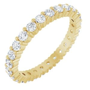 Rings 18K Yellow 2 mm Round Eternity Band Mounting Size 5