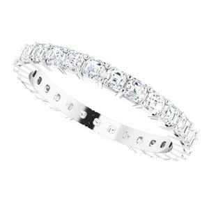 Sterling Silver 2x2 mm Asscher Eternity Band Mounting Size 6.5