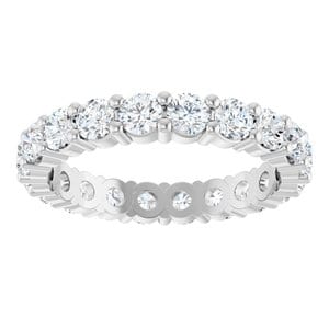 Rings Platinum 3 mm Round Eternity Band Mounting Size 7