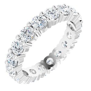 Rings 18K White 3.4 mm Round Eternity Band Mounting Size 6.5
