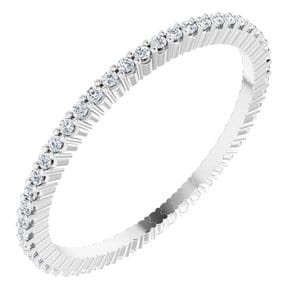 Rings 14K X1 White 1 mm Round Eternity Band Mounting Size 6.75