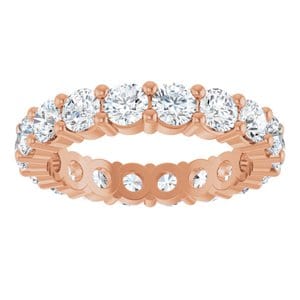 Rings 18K Rose 3.5 mm Round Eternity Band Mounting Size 7