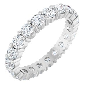 Rings Platinum 3 mm Round Eternity Band Mounting Size 7