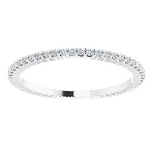 Rings 14K X1 White 1 mm Round Eternity Band Mounting Size 6.75