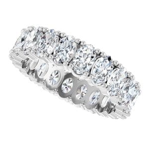 Rings 14K X1 White 5x3 mm Oval Eternity Band Mounting Size 7