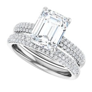 Rings Platinum 9x7 mm Emerald Engagement Ring Mounting