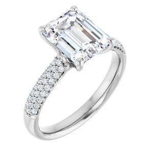 Rings Platinum 9x7 mm Emerald Engagement Ring Mounting