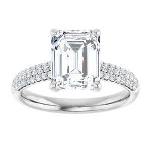 Rings Platinum 9x7 mm Emerald Engagement Ring Mounting