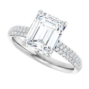Rings Platinum 9x7 mm Emerald Engagement Ring Mounting