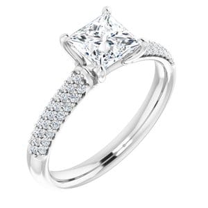 Rings 14K White 5.5 mm Square Engagement Ring Mounting