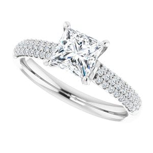 Rings 14K White 5.5 mm Square Engagement Ring Mounting