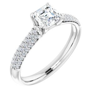 Rings 14K White 5 mm Asscher Engagement Ring Mounting