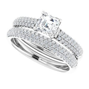 Rings 14K White 5 mm Asscher Engagement Ring Mounting