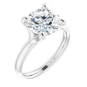 Rings 14K White 9 mm Round Engagement Ring Mounting