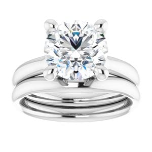 Rings 14K White 9 mm Round Engagement Ring Mounting