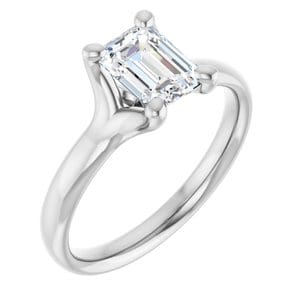 Rings 14K White 7x5 mm Emerald Engagement Ring Mounting