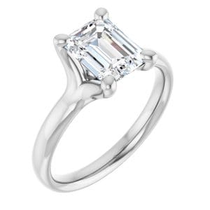 Rings 14K White 8x6 mm Emerald Engagement Ring Mounting