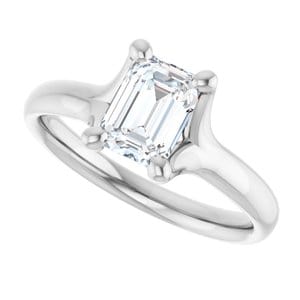 Rings 14K White 7x5 mm Emerald Engagement Ring Mounting