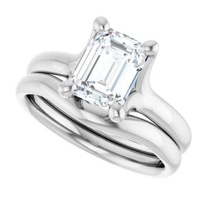 Rings 14K White 8x6 mm Emerald Engagement Ring Mounting