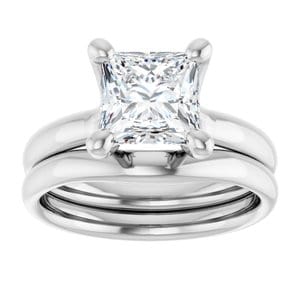 Rings 14K White 7 mm Square Engagement Ring Mounting
