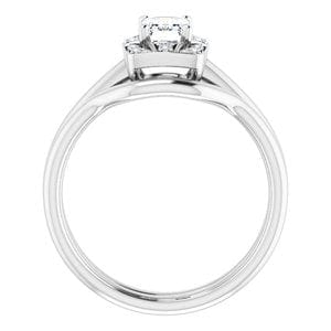 Rings 14K White 6x4 mm Emerald Vintage-Inspired Halo-Style Engagement Ring Mounting