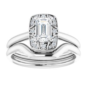 Rings 14K White 6x4 mm Emerald Vintage-Inspired Halo-Style Engagement Ring Mounting