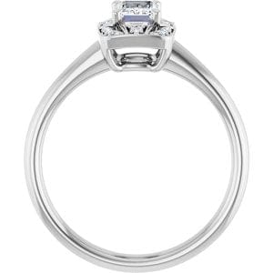 Rings 14K White 6x4 mm Emerald Vintage-Inspired Halo-Style Engagement Ring Mounting
