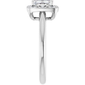 Rings 14K White 6x4 mm Emerald Vintage-Inspired Halo-Style Engagement Ring Mounting