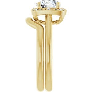 Rings 14K Yellow 7 mm Round Vintage-Inspired Halo-Style Engagement Ring Mounting