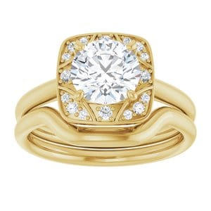 Rings 14K Yellow 7 mm Round Vintage-Inspired Halo-Style Engagement Ring Mounting