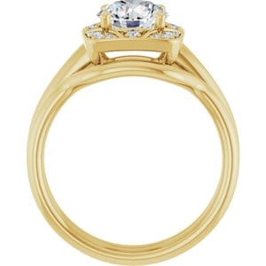 Rings 14K Yellow 7 mm Round Vintage-Inspired Halo-Style Engagement Ring Mounting