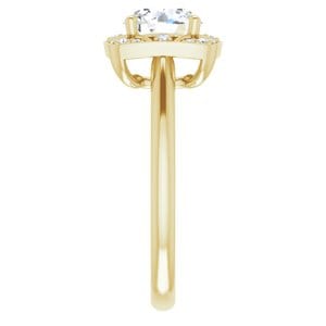 Rings 14K Yellow 7 mm Round Vintage-Inspired Halo-Style Engagement Ring Mounting
