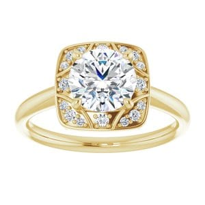 Rings 14K Yellow 7 mm Round Vintage-Inspired Halo-Style Engagement Ring Mounting