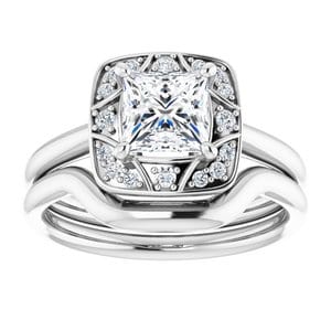 Rings 14K White 5.5x5.5 mm Square Vintage-Inspired Halo-Style Engagement Ring Mounting