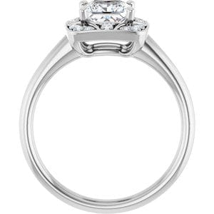 Rings 14K White 5.5x5.5 mm Square Vintage-Inspired Halo-Style Engagement Ring Mounting