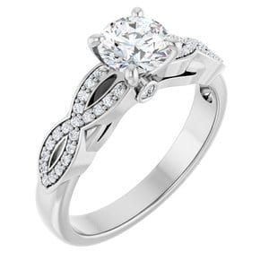 Rings 14K White  5.8 mm Round Engagement Ring Mounting