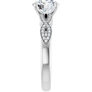 Rings 14K White  8 mm Round Engagement Ring Mounting
