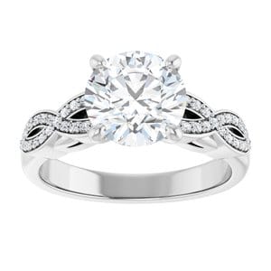 Rings 14K White  8 mm Round Engagement Ring Mounting