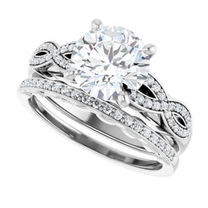 Rings 14K White  8 mm Round Engagement Ring Mounting