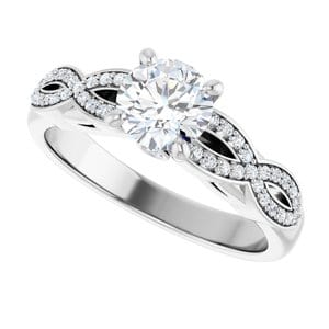 Rings 14K White  5.8 mm Round Engagement Ring Mounting