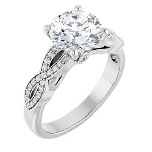 Rings 14K White  8 mm Round Engagement Ring Mounting