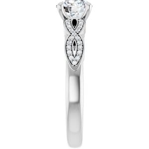 Rings 14K White  6.5 mm Round Engagement Ring Mounting